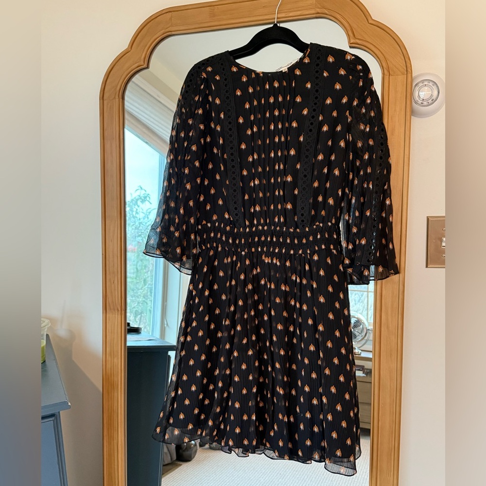 Diane Von Furstenberg Black Dress with Orange Accents